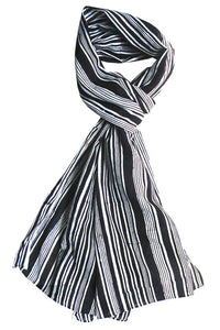 Black + White Striped Scarf - Good Cloth