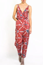 Silk Tie Dye Strap Jumpsuit in Terracotta & Indigo