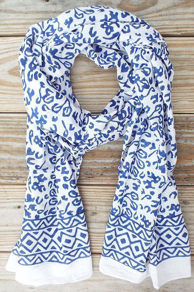 小物 COTTON STOLE - BLUE adapted_Bright_Blue_Abstract_S