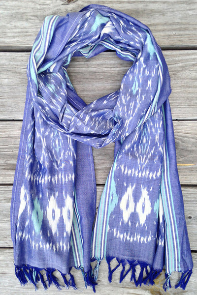 Denim and Teal Ikat Scarf