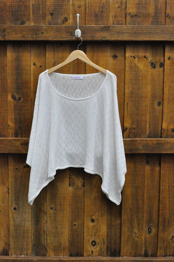 Waves Poncho in White - Good Cloth